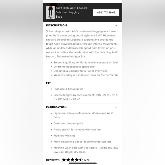 ALO Airlift High-Waist Leopard Debossed Legging🖤 - Picture 3 of 7